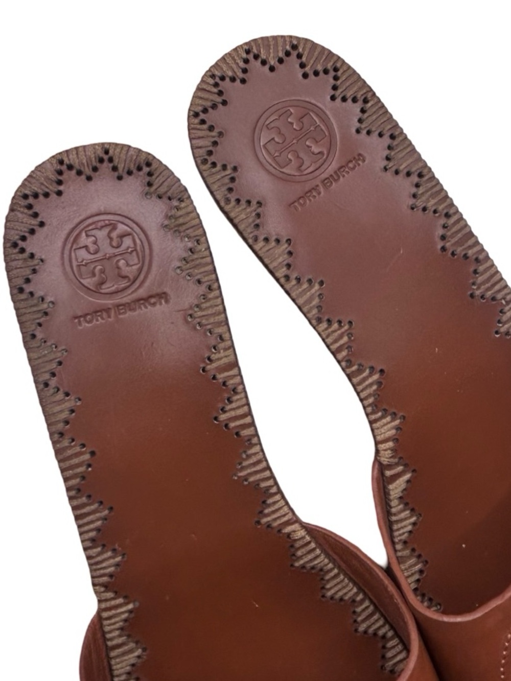 Tory Burch Patty Leather Platform Wedge Slides Brown Size 9.5 - Picture 8 of 12